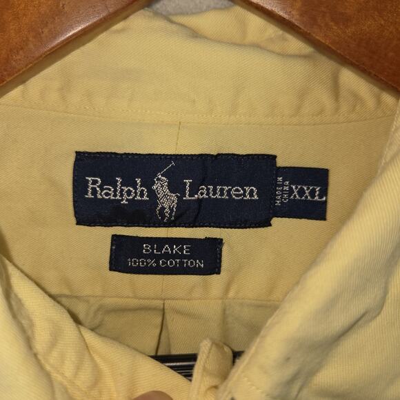 Vtg Ralph Lauren Shirt Mens XXL Yellow Blake Button Down Long Sleeve Big & Tall - Picture 10 of 11